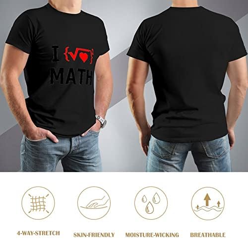 I Love Math Мъжки Памучен Тениска С Кръгло деколте и Къс ръкав, Графични Тениски, Летни Ваканционни Плажни Върховете