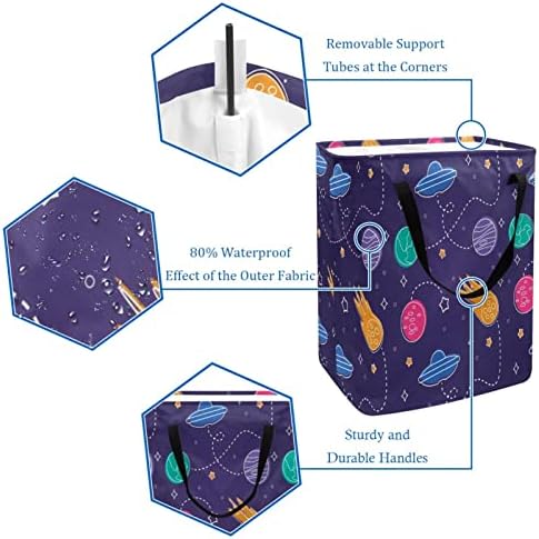 Кошница за дрехи Kapotofu с дръжка, Космически Модел на Космически Кораб Вселената Сгъваема Голяма Памучен Кошница За Съхранение на Дрехи