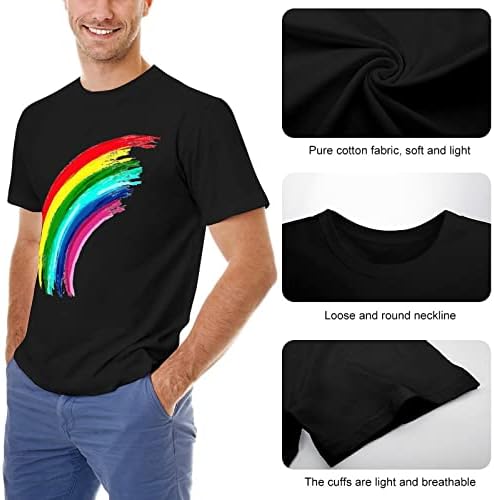 Beauty Rainbow Мъже в памучна Тениска С Къс ръкав и Кръгло деколте, Графични Тениски, Летни Ваканционни Плажни Върховете