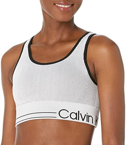 Женски спортен сутиен Средна ударопрочности Calvin Klein Performance с Подвижни чашки, Бял, Голям размер