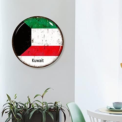 Кувейтска Метален Знак Kuwait Флаг Добре Дошли Врата Знак Национален Флаг Самостоятелен Стенен монтаж Арт Селска Къща Венец Знак Непринуден