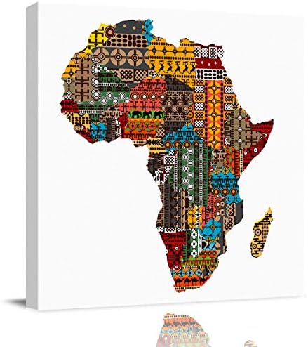 Етнически състав Текстурирани Карта на Африка, Щампи върху Платно стил Giclee, Монтиране на Изкуството за Домашен интериор, Картини с маслени бои, трапезария Кухня, Ле