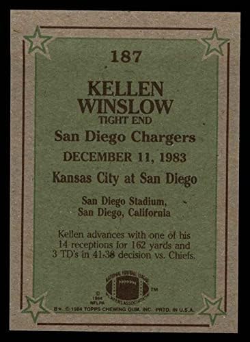 1984 Topps 187 Незабавен отговор Kellen Winslow Сан Диего (Футболна карта) NM /MT Чарджерс в Маями (Флорида)