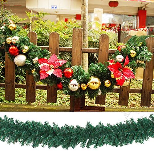 9 фута Коледен Венец Обстановка, без украса Коледен Зелена Борова Венец Изкуствена Растителната Мантъл за Украса на Полицата рафтове