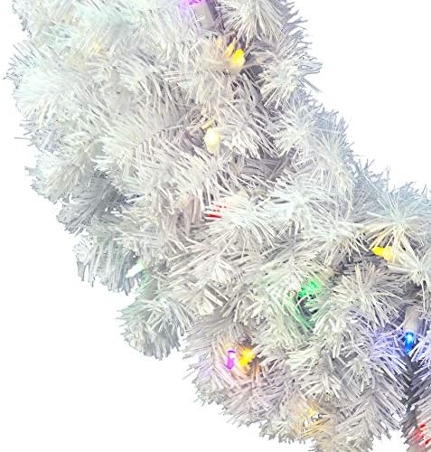 Изкуствен Коледен Венец от Бял Смърч Vickerman 36, Многоцветни led Мини-Гирлянди - Коледен Венец От Изкуствена Яде - Сезонен Декор За