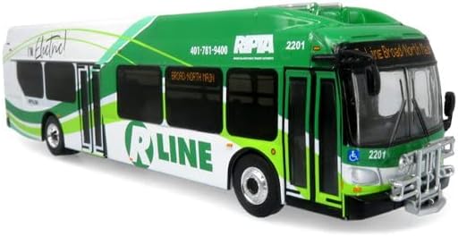 Нов електрически транзитен автобус Флаер Xcelsior Charge ПГ RIPTA R Line Broad The Bus & Motorcoach Collection 1/87, монолитен под налягане