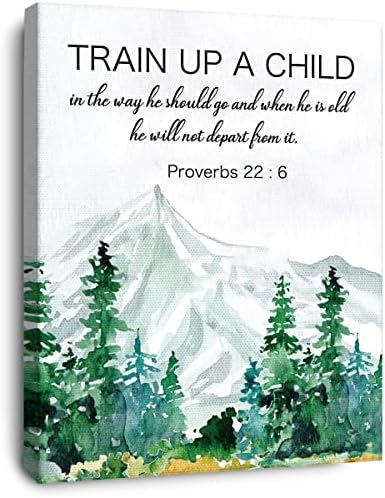 OTINGQD Обучение на Детето си Притчам 22:6 Платно, Стенно Изкуство, Библейски Стих, Писанието, Печат върху Платно за Християнски у Дома,