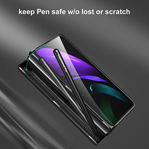 Libeagle е Съвместим с калъф за Samsung Galaxy Z Fold 2 [Кожата на гърба] [Емкостная дръжка и скрит на писалка притежател] [Защита от