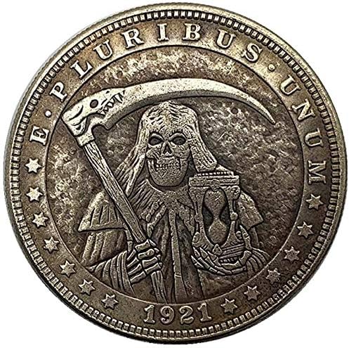 1921 Блуждающая Монета Скелет Смъртта На Антични Мед, Старо Сребро Възпоменателна Монета Копие Украса За Събиране На Подаръци