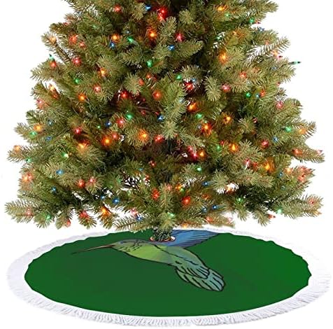 Мультяшная Колибри Коледно Дърво Мат Пола Дърво Базовата Кутията с Пискюли за Празнични Партита, Коледни Украси 48 x48