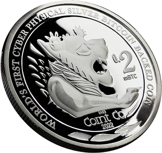 2022 DE Модерна Възпоменателна монета PowerCoin New Lydian Coin, поддържана настаняване на кратко разстояние Биткоином, една Сребърна
