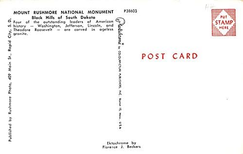 Национален паметник на Планината Ръшмор Блек Хилс, Южна Дакота SD Картички