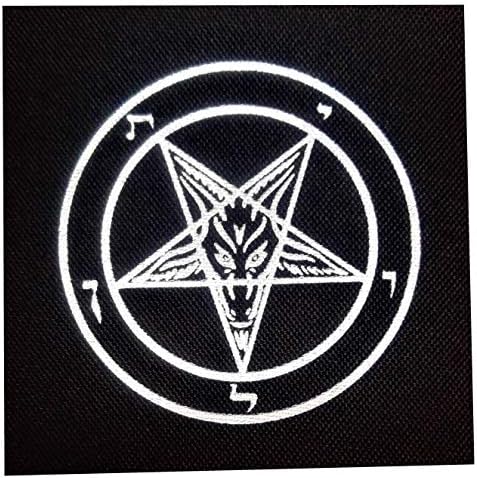 Нашивка с пентаграма - Сатанински Кръст Левиатан, Бафомет, Череп на Козел Мендеса, Оккультный Готически знак на Луцифер, Глава на Коза,