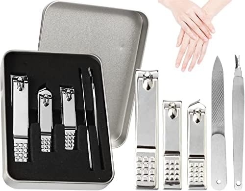 Ножица за нокти - (5 опаковки) Ножица за нокти на краката си и комплект за рязане на ноктите, с преносимите футляром за пътуване от неръждаема