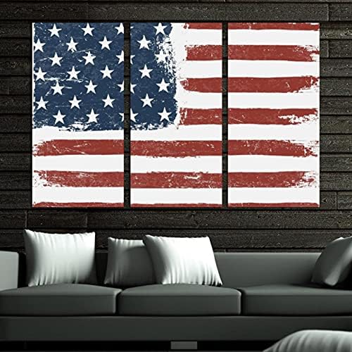 3, Панел, В Рамката на Платното за монтаж на стена Арт Флаг на САЩ Картини с маслени Бои Модерно Домашно Изкуството да Виси 12 x 24