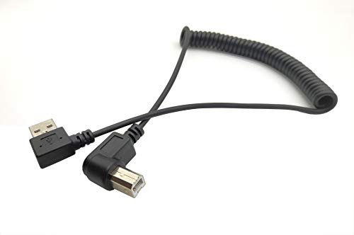 Meiyangjx 4,9 Фута Правоъгълна Спирала USB кабел за принтер, USB 2,0 тип A към конектора от тип B Пружинен Кабел за принтер-скенер (под