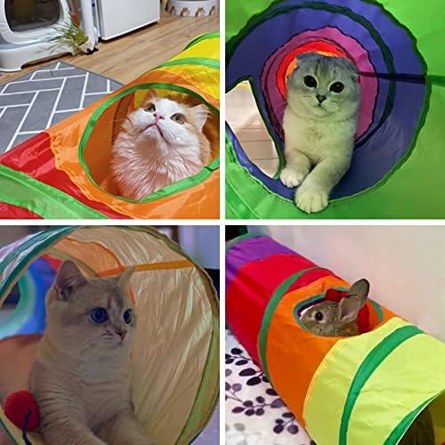 Играчка-Тунел за Котки PAOPO, Играчки за Котки Тунела-епруветка за котки, Голям 2-Лентови Сгъваеми Интерактивни Играчки за котки, Отвор