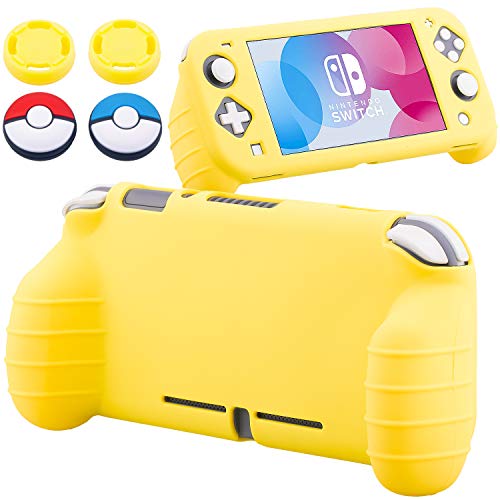 Меко Защитно покритие от силиконов каучук YoRHa Handle Grip (жълт цвят манго) x 1 и палци x 4 за Nintendo Switch Lite - 9.2019 Тънък