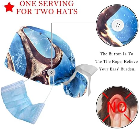 2 опаковане на Женската Работна Шапка с Копчета, Завязанной Отзад на Панделка, която покрива Дълга Коса за Ръка в Студена Вода и Огън