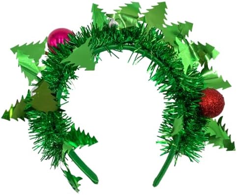 Коледен Венец Needzo, Мишурная Превръзка на Главата с Декорации, Празнични Зелен Аксесоар за празнични партита, Един Размер Подходящ