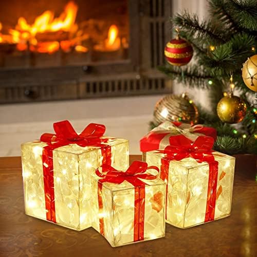 Коледна Украса Коледна Светлинен Украса Подарък Кутия Украшение С Лък Коледно Осветление Кутия за Външно Осветление Коледна кутия за