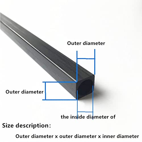 Квадратна тръба от въглеродни влакна: Кръг вътрешен диаметър: 3,5 мм Външен диаметър: 5 мм Кръг на вътрешен диаметър: 3.5 мм Дължина: