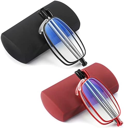touk Сгъваеми Очила с Защита от Синя Светлина, Меката Подплата на Носа, Пружинни Панти, Компактни Очила за Четене, Преносим Калъф за
