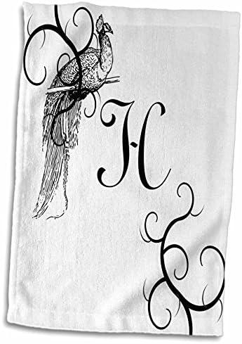 3D Изображение на Рози във формата на буквата H в викториански стил с Кърпа за ръце, Прикрывающим Павлина, 15 x 22, Многоцветен