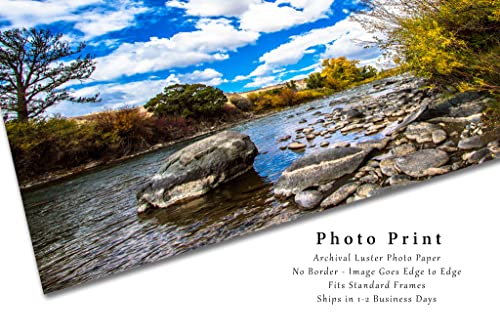 Западна фотография, Принт (без рамка), Изображението на дървета Есенни цветове по протежение на река Уинд в Есенен ден в Уайоминг, Монтиране