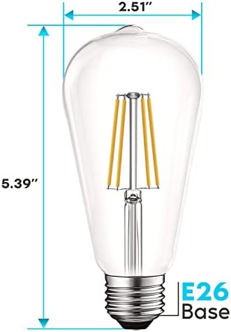 LUXRITE Реколта led Edison мощност 75 W, Еквивалент на ST19 ST58, мек бял 3000 До 800 Лумена, led лампа с нажежаема жичка с регулируема