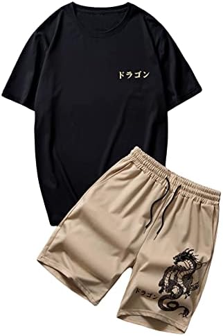 Мъжки дрехи OYOANGLE от 2 теми, Клетчатая Тениска с къс ръкав и къси Панталони, Комплект от спортен Костюм