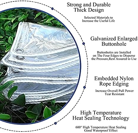 ZWYGXL Прозрачна Поръсване плат, 0,3 мм Прозрачна Поръсване кърпа за външен двор с дупки, плат за навес, Издръжлив и Водоустойчив брезент