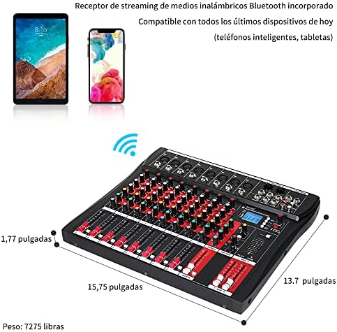 Професионален аудиомикшер FULODE CT-80S 8-канален с MP3 плеър + Bluetooth U-диск 48V Фантомно захранване USB запис